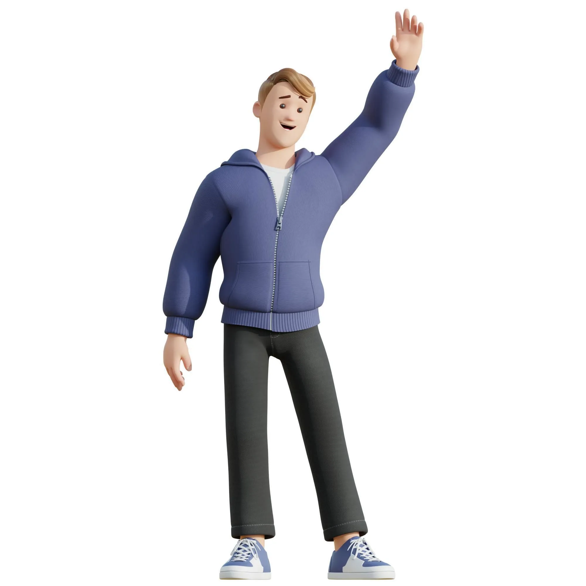 Cartoon Man Illustration high quality 3D model details showcase